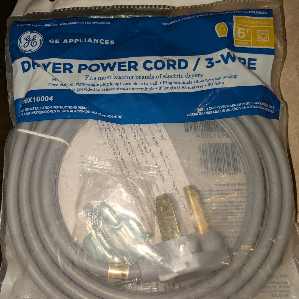 GE Dryer Power Cord 3-Wire